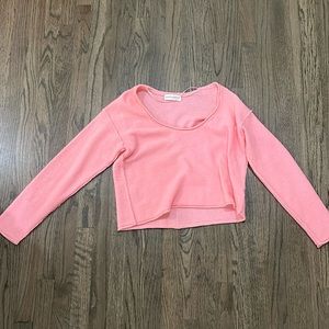 Pants Store cropped long sleeve sweater, size small/medium, pink
